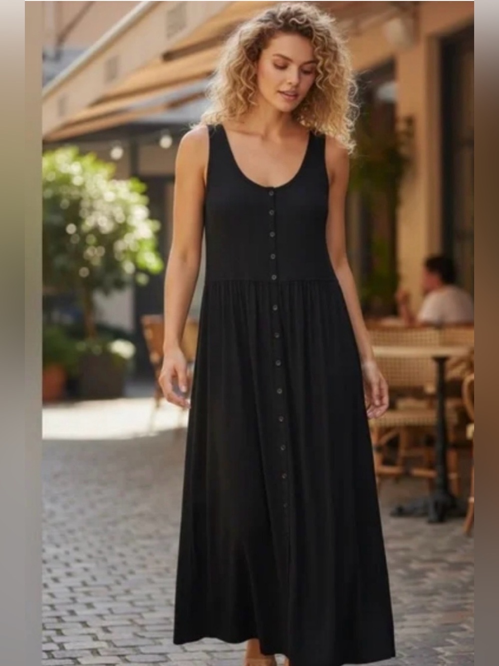 Frye Tank Top Black with Button Detail Maxi Dress - S